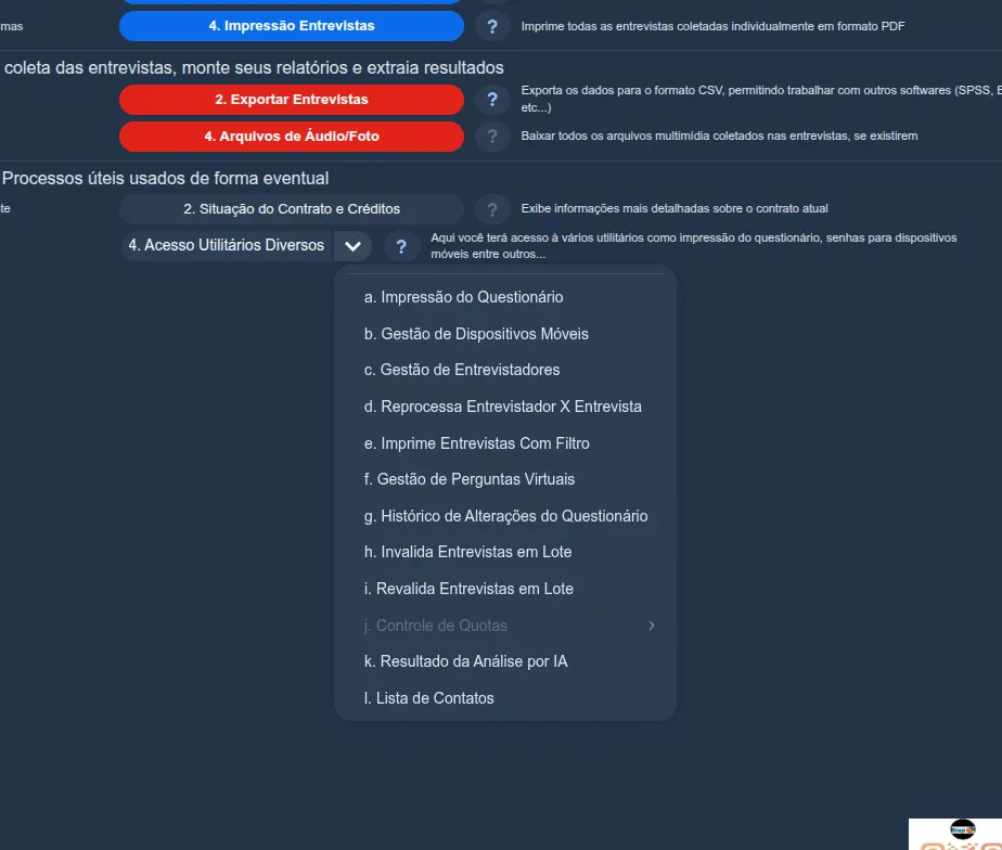 Menu "Acesso Utilitários Diversos" com a opção "Lista de Contatos" no painel web do Siap