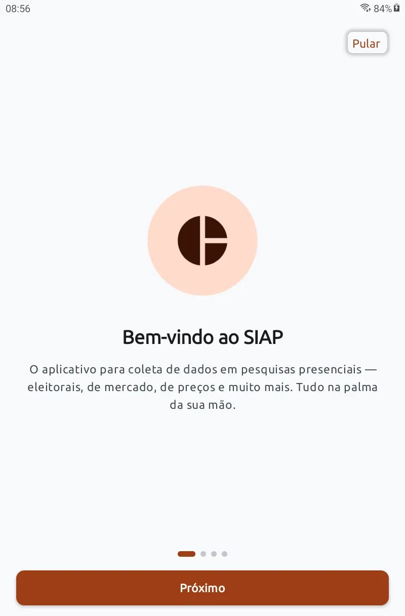 Tela de boas-vindas do App Siap 8